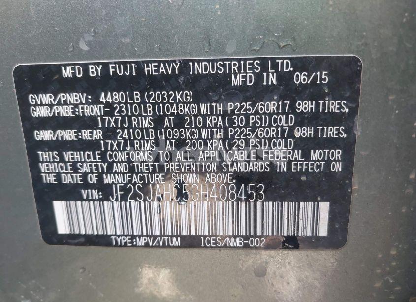 Photo 9 of 2016 Subaru Forester 2.5I LIMITED (VIN JF2SJAHC5GH408453)