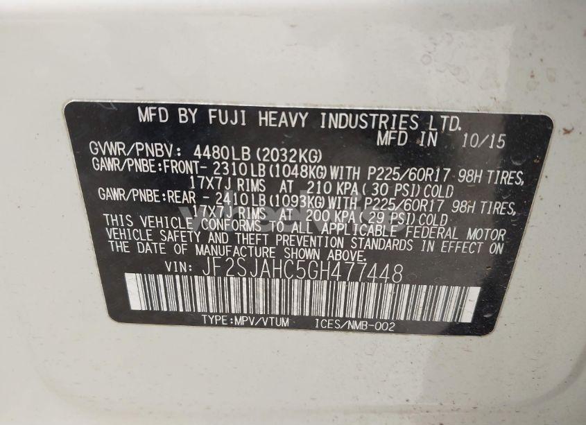 Photo 9 of 2016 Subaru Forester 2.5I LIMITED (VIN JF2SJAHC5GH477448)