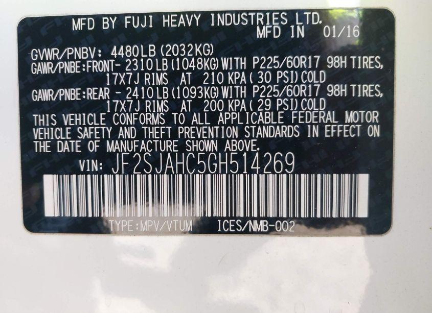 Photo 9 of 2016 Subaru Forester 2.5I LIMITED (VIN JF2SJAHC5GH514269)