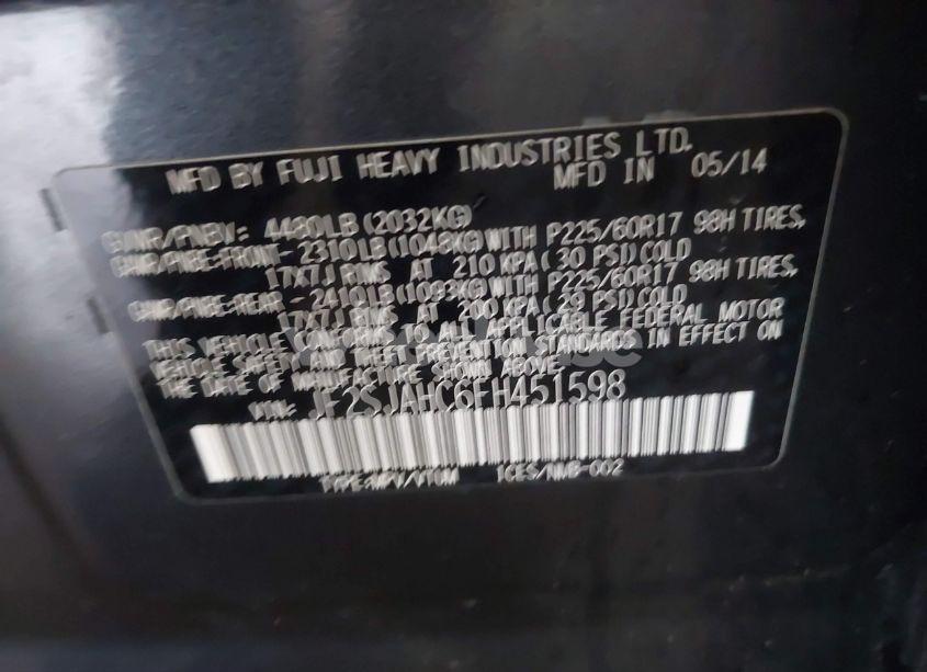 Photo 9 of 2015 Subaru Forester 2.5I LIMITED (VIN JF2SJAHC6FH451598)