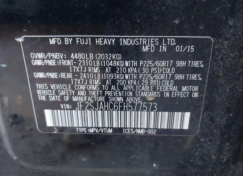 Photo 9 of 2015 Subaru Forester 2.5I LIMITED (VIN JF2SJAHC6FH577573)