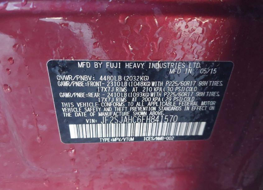 Photo 9 of 2015 Subaru Forester 2.5I LIMITED (VIN JF2SJAHC6FH841570)