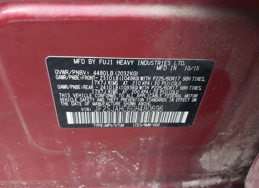 Photo 9 of 2016 Subaru Forester 2.5I LIMITED (VIN JF2SJAHC6GH480696)