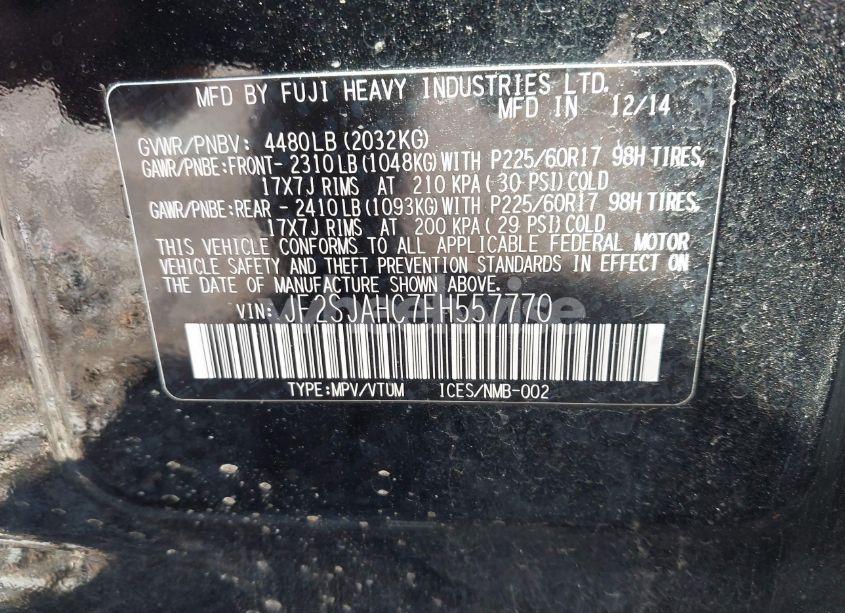 Photo 9 of 2015 Subaru Forester 2.5I LIMITED (VIN JF2SJAHC7FH557770)