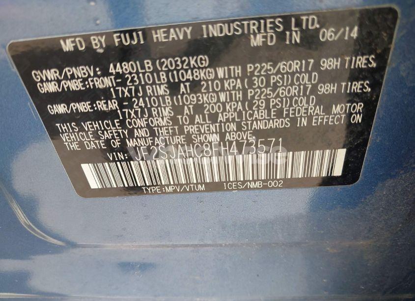 Photo 9 of 2015 Subaru Forester 2.5I LIMITED (VIN JF2SJAHC8FH473571)