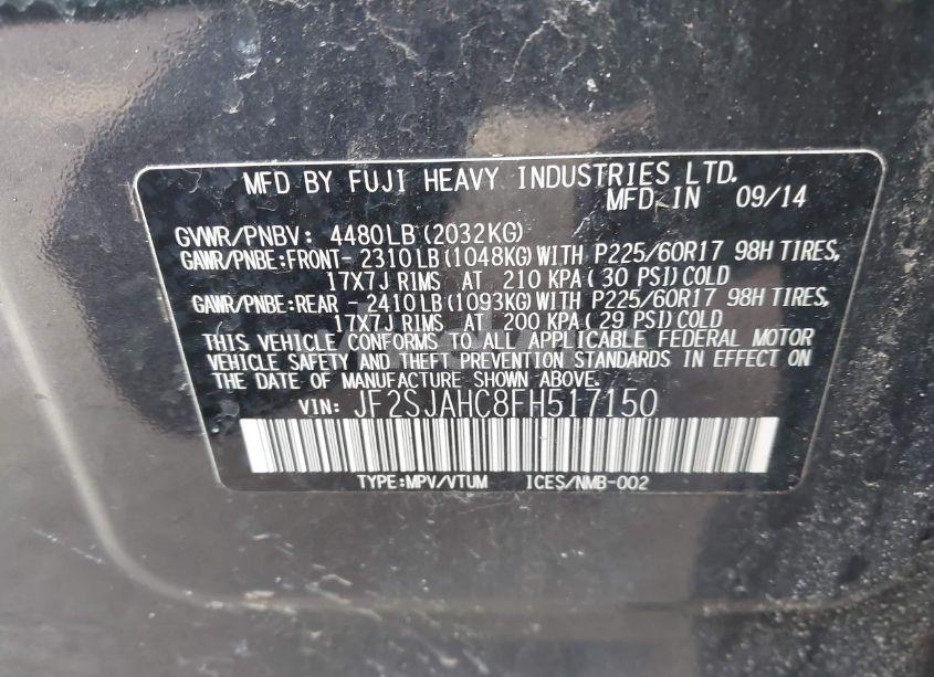 Photo 9 of 2015 Subaru Forester 2.5I LIMITED (VIN JF2SJAHC8FH517150)