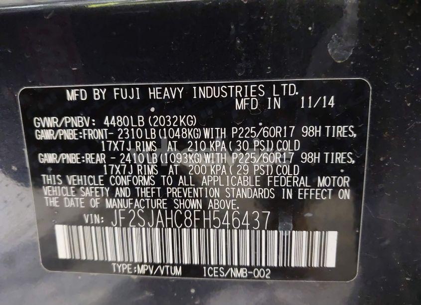 Photo 9 of 2015 Subaru Forester 2.5I LIMITED (VIN JF2SJAHC8FH546437)