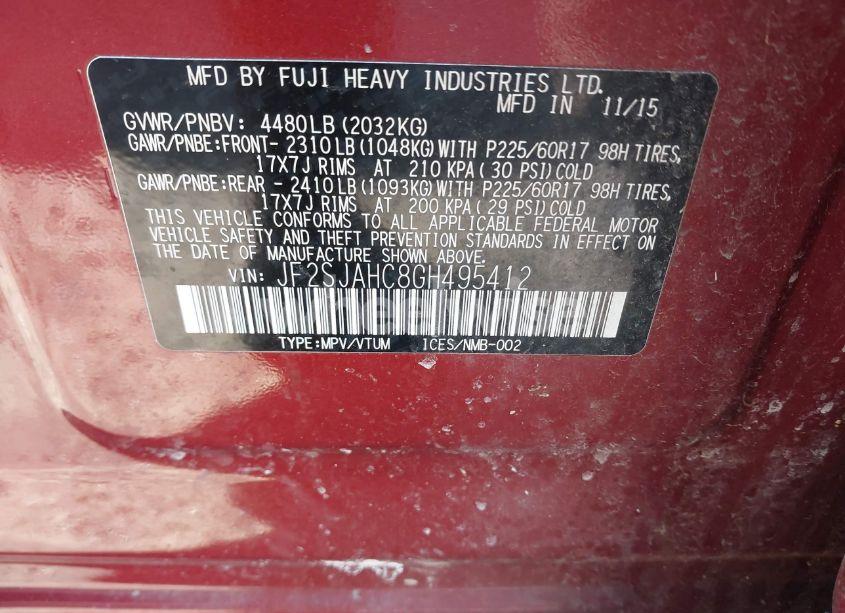 Photo 9 of 2016 Subaru Forester 2.5I LIMITED (VIN JF2SJAHC8GH495412)