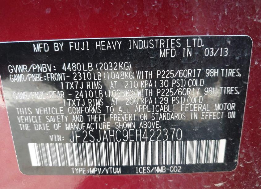 Photo 9 of 2014 Subaru Forester 2.5I LIMITED (VIN JF2SJAHC9EH422370)