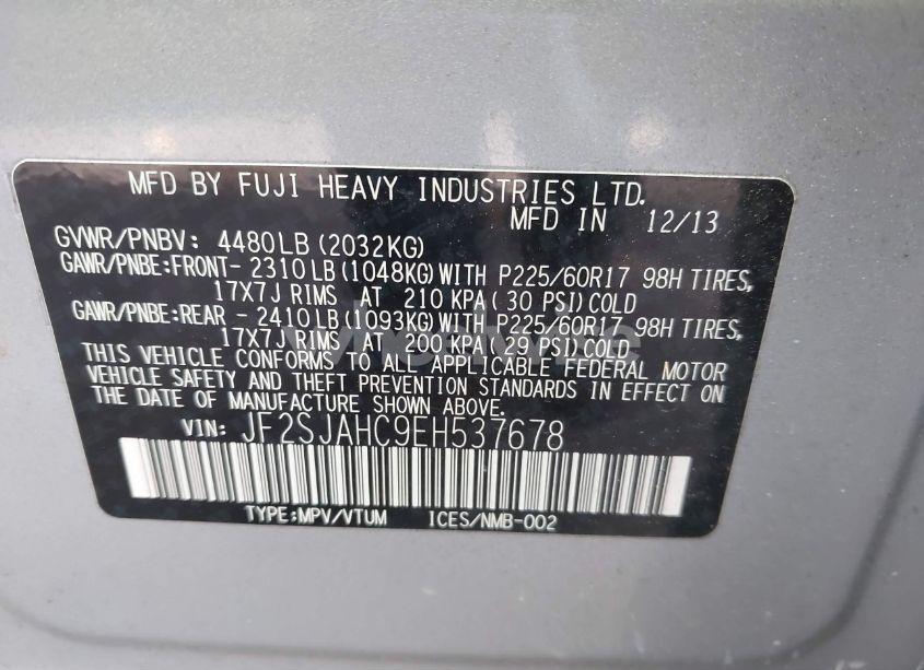 Photo 9 of 2014 Subaru Forester 2.5I LIMITED (VIN JF2SJAHC9EH537678)