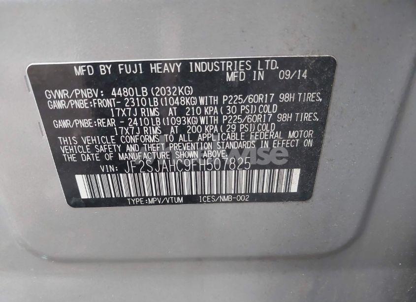 Photo 9 of 2015 Subaru Forester 2.5I LIMITED (VIN JF2SJAHC9FH507825)