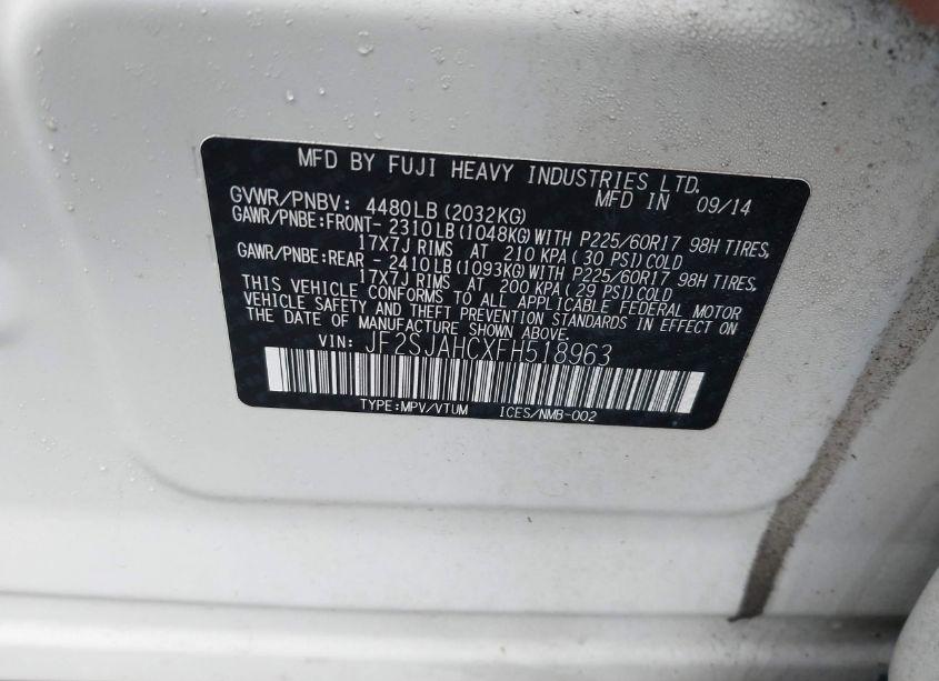 Photo 9 of 2015 Subaru Forester 2.5I LIMITED (VIN JF2SJAHCXFH518963)