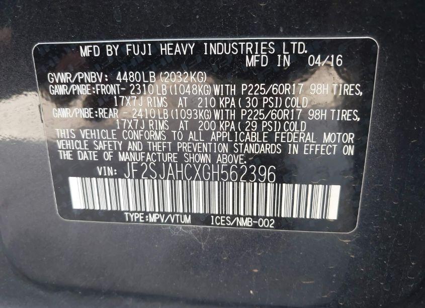 Photo 9 of 2016 Subaru Forester 2.5I LIMITED (VIN JF2SJAHCXGH562396)