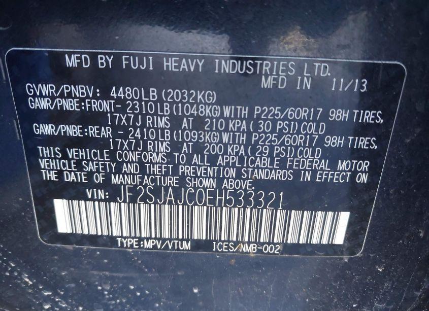 Photo 9 of 2014 Subaru Forester 2.5I LIMITED (VIN JF2SJAJC0EH533321)