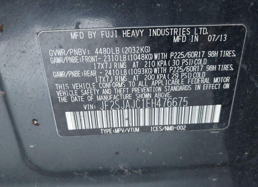 Photo 9 of 2014 Subaru Forester 2.5I LIMITED (VIN JF2SJAJC1EH476675)