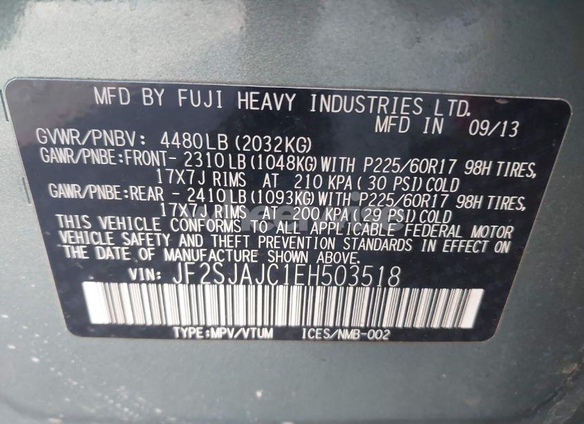 Photo 9 of 2014 Subaru Forester 2.5I LIMITED (VIN JF2SJAJC1EH503518)