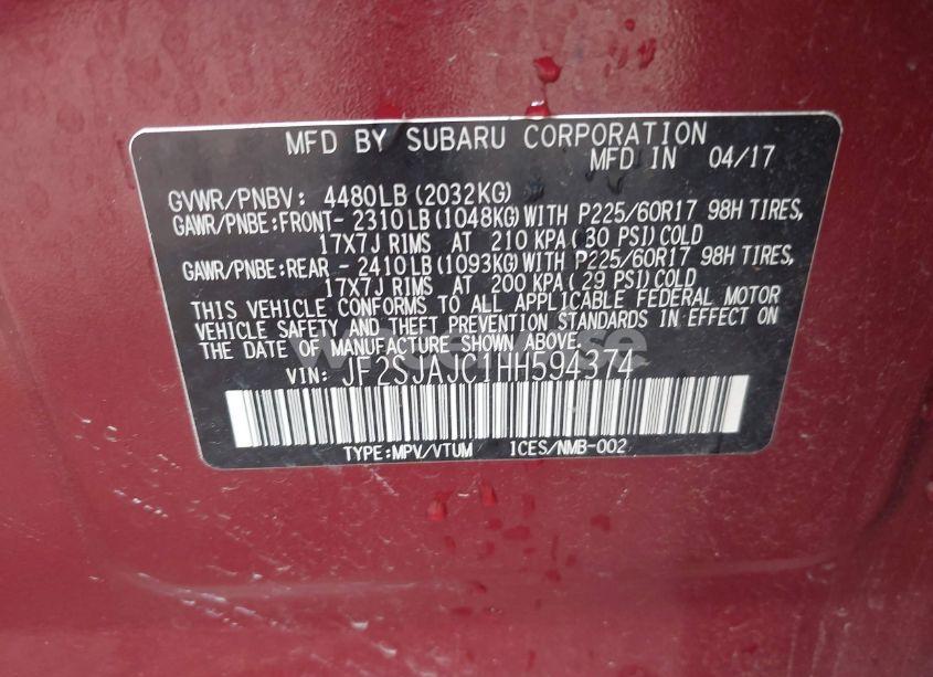 Photo 9 of 2017 Subaru Forester 2.5I LIMITED (VIN JF2SJAJC1HH594374)