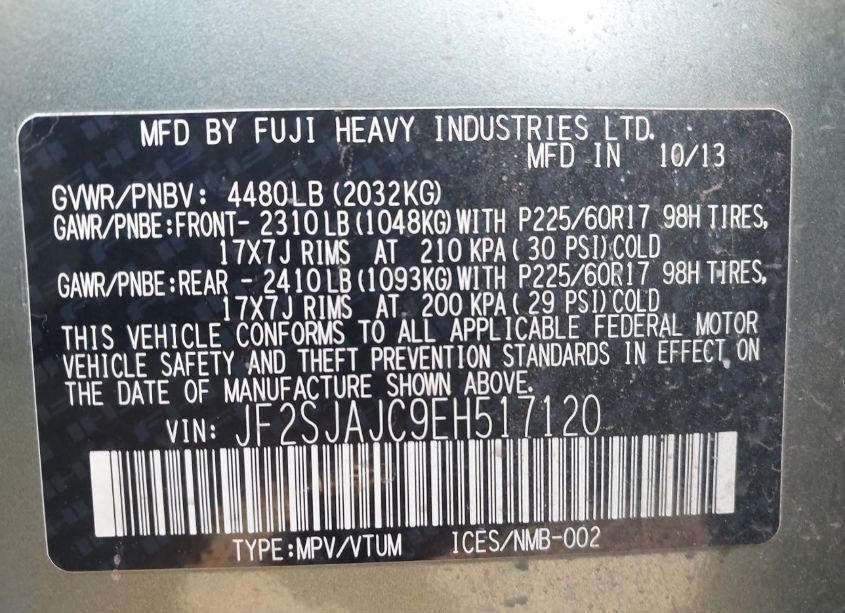 Photo 9 of 2014 Subaru Forester 2.5I LIMITED (VIN JF2SJAJC9EH517120)