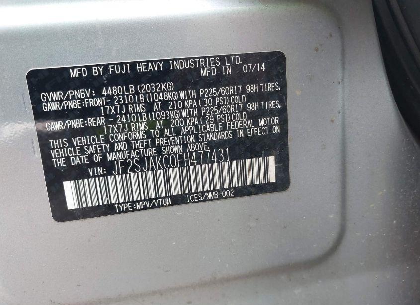 Photo 9 of 2015 Subaru Forester 2.5I LIMITED (VIN JF2SJAKC0FH477431)