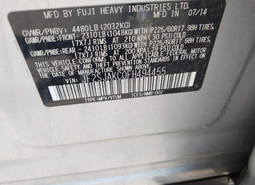 Photo 9 of 2015 Subaru Forester 2.5I LIMITED (VIN JF2SJAKC0FH494455)