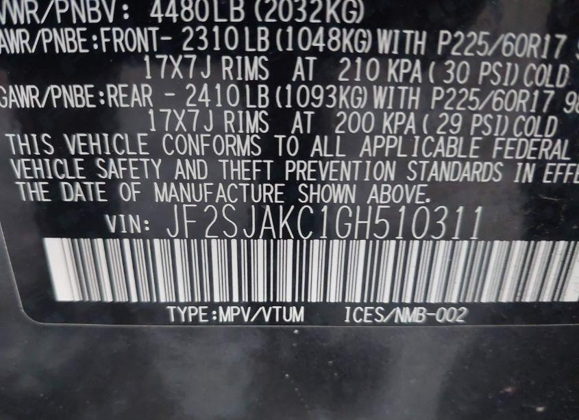 Photo 9 of 2016 Subaru Forester 2.5I LIMITED (VIN JF2SJAKC1GH510311)