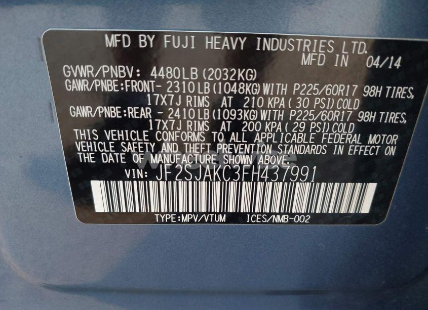 Photo 9 of 2015 Subaru Forester 2.5I LIMITED (VIN JF2SJAKC3FH437991)