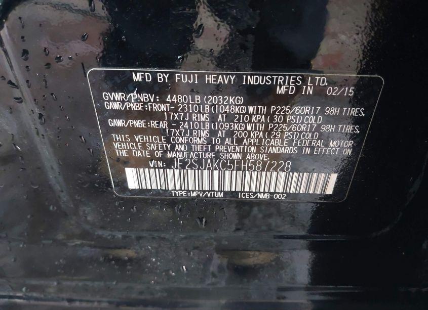 Photo 9 of 2015 Subaru Forester 2.5I LIMITED (VIN JF2SJAKC5FH587228)