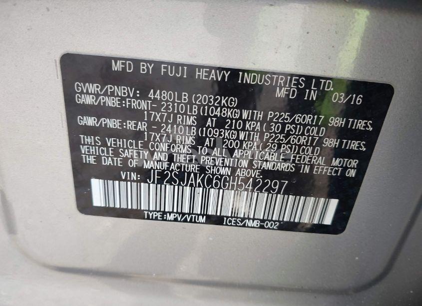 Photo 9 of 2016 Subaru Forester 2.5I LIMITED (VIN JF2SJAKC6GH542297)