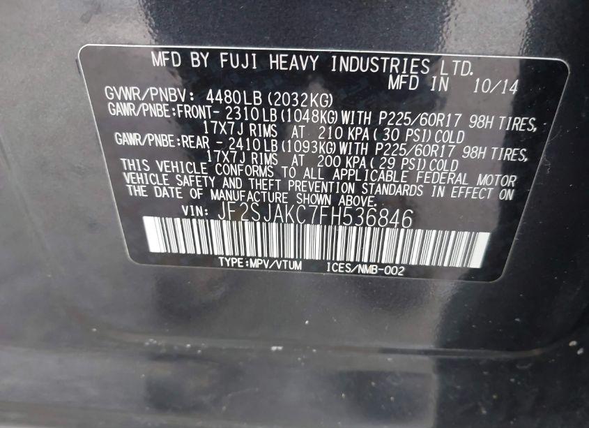 Photo 9 of 2015 Subaru Forester 2.5I LIMITED (VIN JF2SJAKC7FH536846)