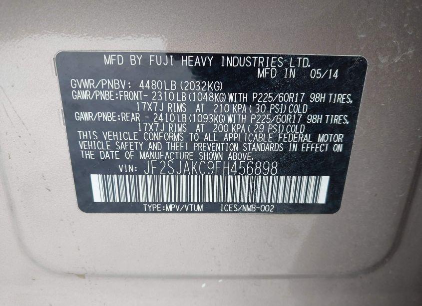 Photo 9 of 2015 Subaru Forester 2.5I LIMITED (VIN JF2SJAKC9FH456898)