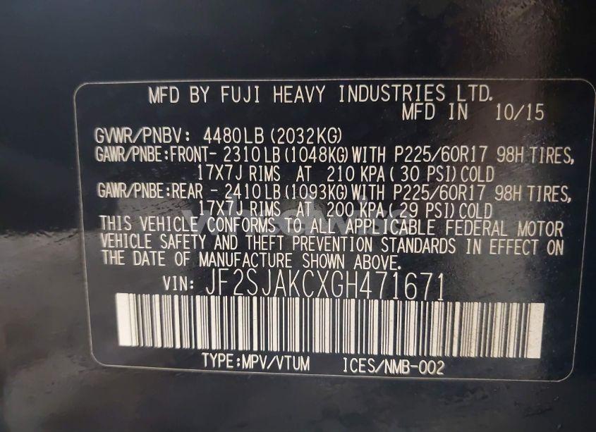 Photo 9 of 2016 Subaru Forester 2.5I LIMITED (VIN JF2SJAKCXGH471671)