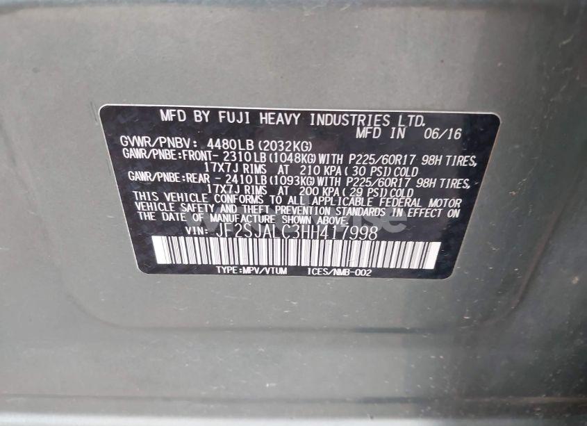 Photo 9 of 2017 Subaru Forester 2.5I LIMITED (VIN JF2SJALC3HH417998)