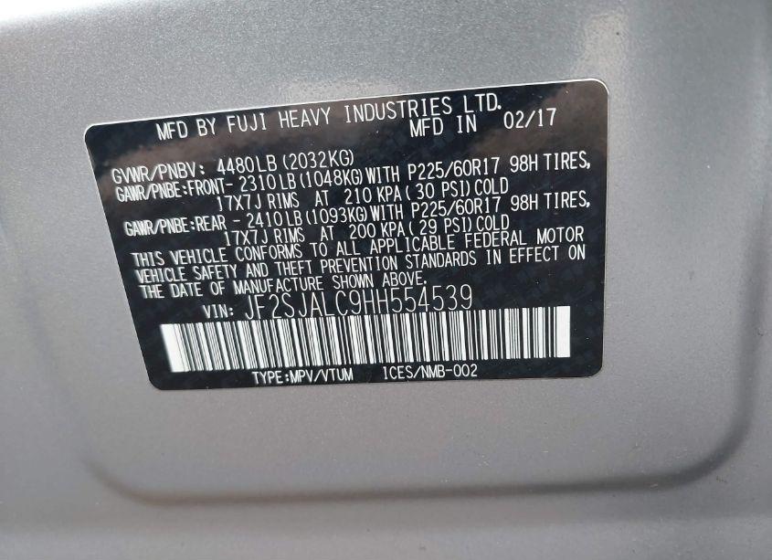 Photo 9 of 2017 Subaru Forester 2.5I LIMITED (VIN JF2SJALC9HH554539)