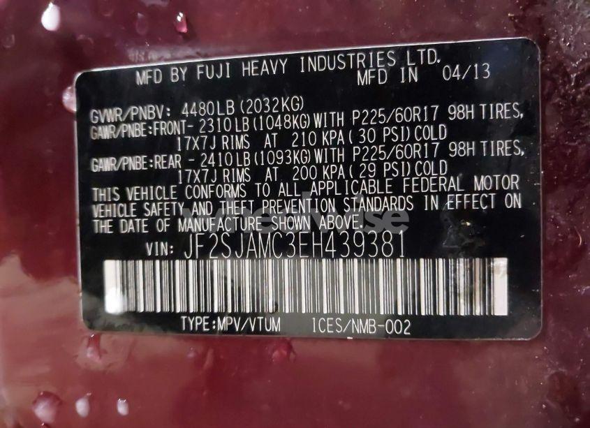 Photo 9 of 2014 Subaru Forester 2.5I TOURING (VIN JF2SJAMC3EH439381)