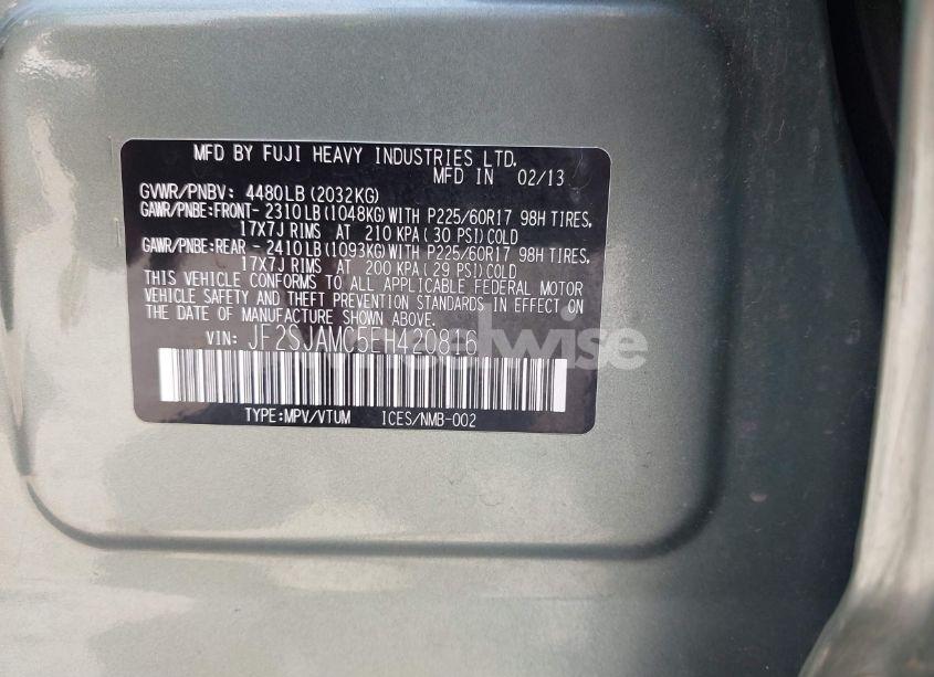 Photo 9 of 2014 Subaru Forester 2.5I TOURING (VIN JF2SJAMC5EH420816)