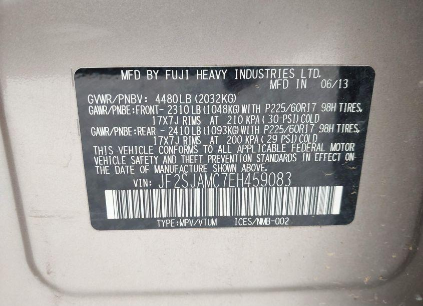 Photo 9 of 2014 Subaru Forester 2.5I TOURING (VIN JF2SJAMC7EH459083)