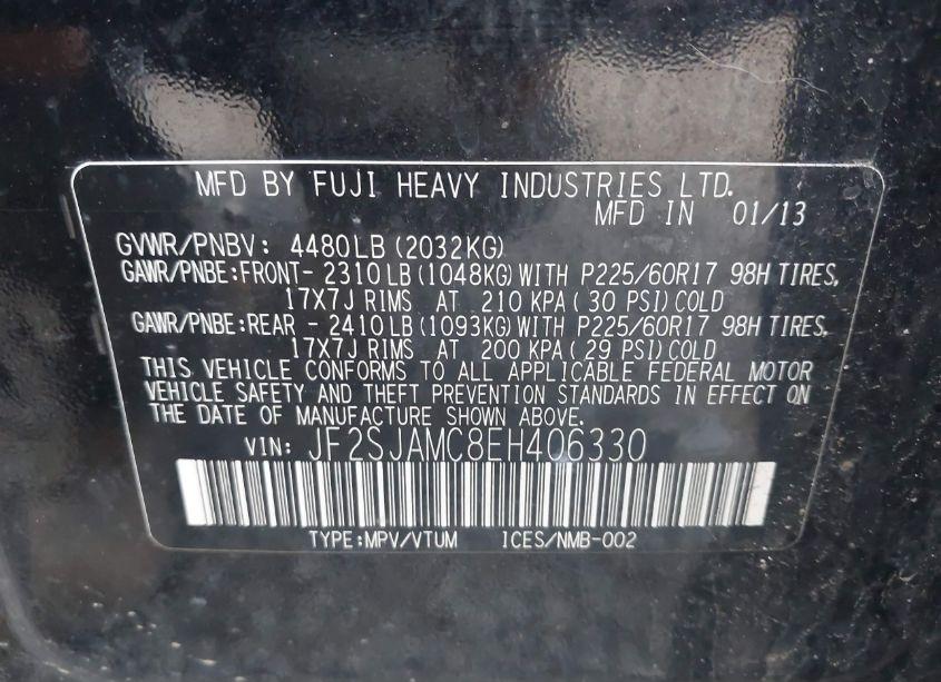 Photo 9 of 2014 Subaru Forester 2.5I TOURING (VIN JF2SJAMC8EH406330)