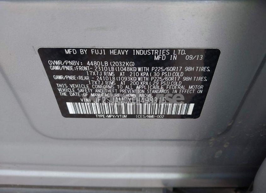 Photo 9 of 2014 Subaru Forester 2.5I TOURING (VIN JF2SJAMCXEH498315)