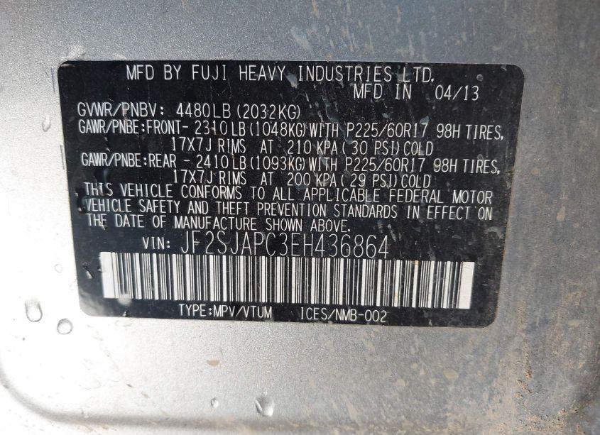 Photo 9 of 2014 Subaru Forester 2.5I TOURING (VIN JF2SJAPC3EH436864)