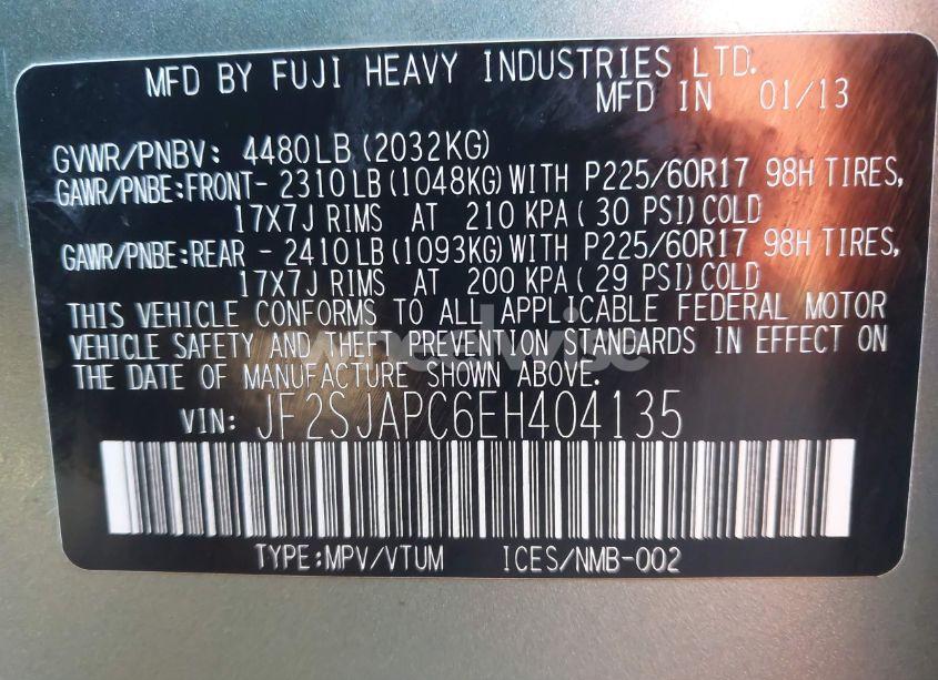 Photo 9 of 2014 Subaru Forester 2.5I TOURING (VIN JF2SJAPC6EH404135)