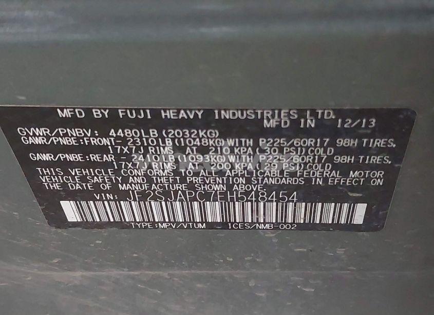 Photo 9 of 2014 Subaru Forester 2.5I TOURING (VIN JF2SJAPC7EH548454)