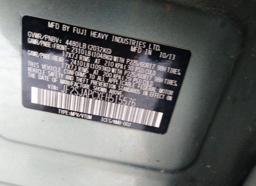 Photo 9 of 2014 Subaru Forester 2.5I TOURING (VIN JF2SJAPCXEH515576)