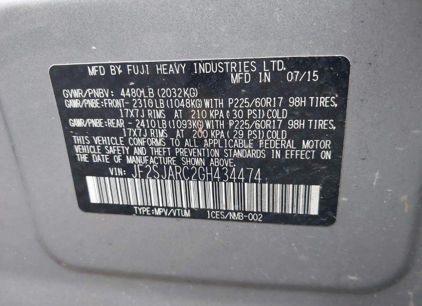 Photo 9 of 2016 Subaru Forester 2.5I LIMITED (VIN JF2SJARC2GH434474)