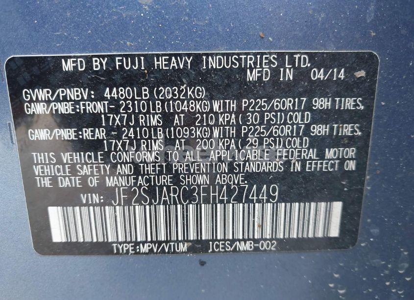 Photo 9 of 2015 Subaru Forester 2.5I LIMITED (VIN JF2SJARC3FH427449)