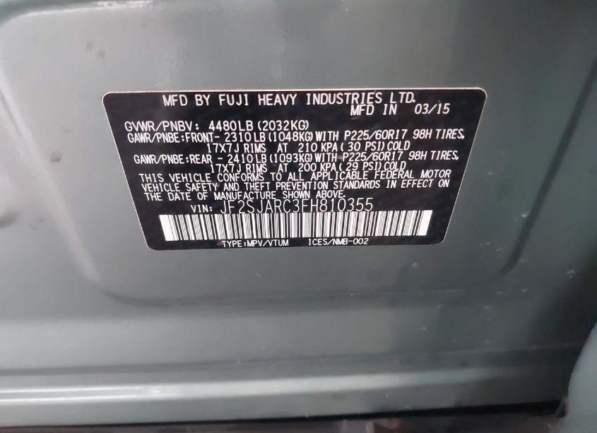 Photo 9 of 2015 Subaru Forester 2.5I LIMITED (VIN JF2SJARC3FH810355)