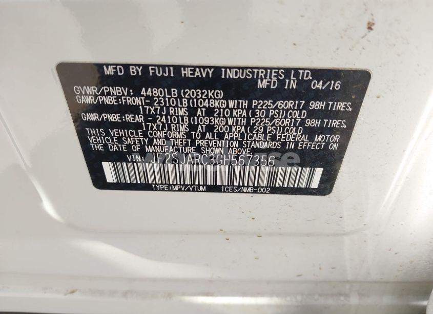 Photo 9 of 2016 Subaru Forester 2.5I LIMITED (VIN JF2SJARC3GH567356)