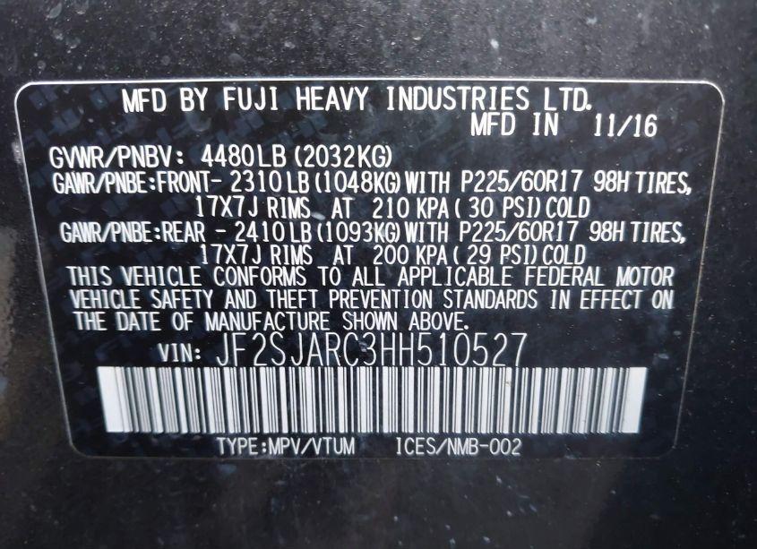 Photo 9 of 2017 Subaru Forester LIMITED (VIN JF2SJARC3HH510527)