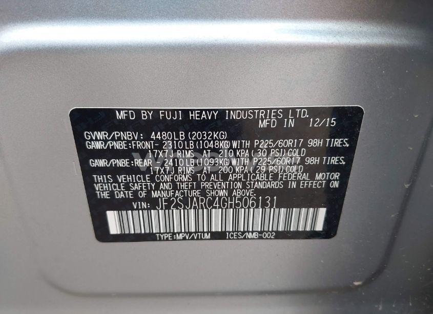 Photo 9 of 2016 Subaru Forester 2.5I LIMITED (VIN JF2SJARC4GH506131)