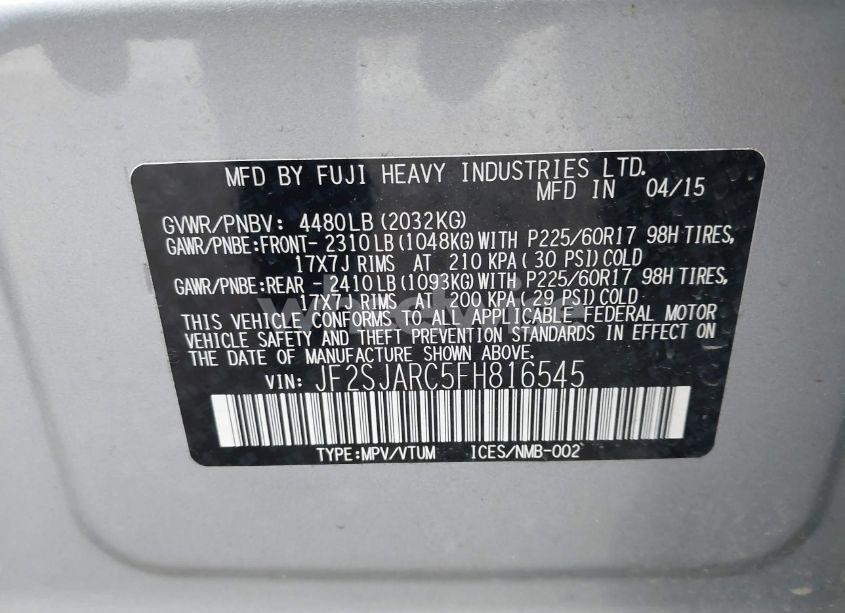 Photo 9 of 2015 Subaru Forester 2.5I LIMITED (VIN JF2SJARC5FH816545)