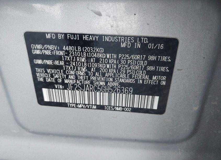 Photo 9 of 2016 Subaru Forester 2.5I LIMITED (VIN JF2SJARC5GH526369)